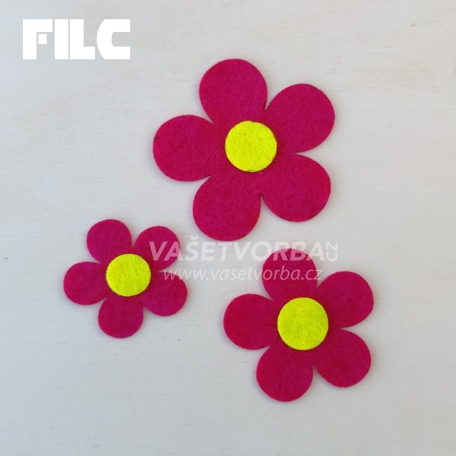 Filcové květy / sada 24 kusů / 38 - 58 mm