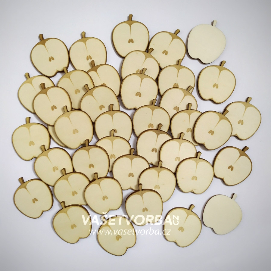 Dřevěné jablko rozkrojené / sada 40 ks