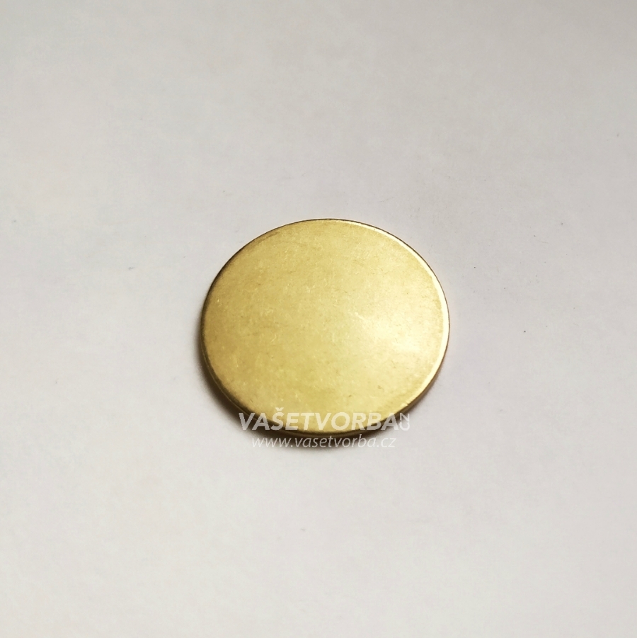 Zlaté mosazné polomatné kolečko 20 mm, 10 kusů, S VLASTNÍM MOTIVEM